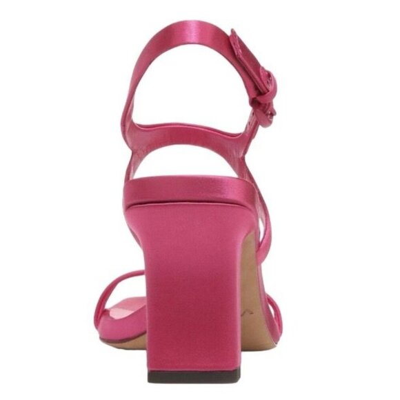 Vince Womens Satin Heeled Sandals Pink Ankle Strap Open Toe Block Heel Size 7M - Picture 6 of 9